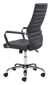Modern High-Back Office Chair in Black and Chrome