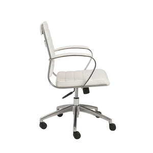 High Back Office Chair in White with Aluminum Base