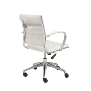 High Back Office Chair in White with Aluminum Base