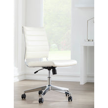 Load image into Gallery viewer, White Leather Armless Modern Rolling Office Chair
