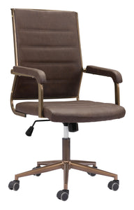 Plush Vintage Espresso and Bronze Office Chair