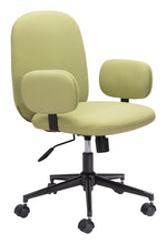 Load image into Gallery viewer, Boho Office Chair with Unique Oval Armrests in Olive Green
