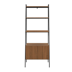 72" Ladder Bookcase with Storage Cabinet in Mocha Woodgrain