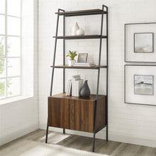 Load image into Gallery viewer, 72&quot; Ladder Bookcase with Storage Cabinet in Dark Walnut

