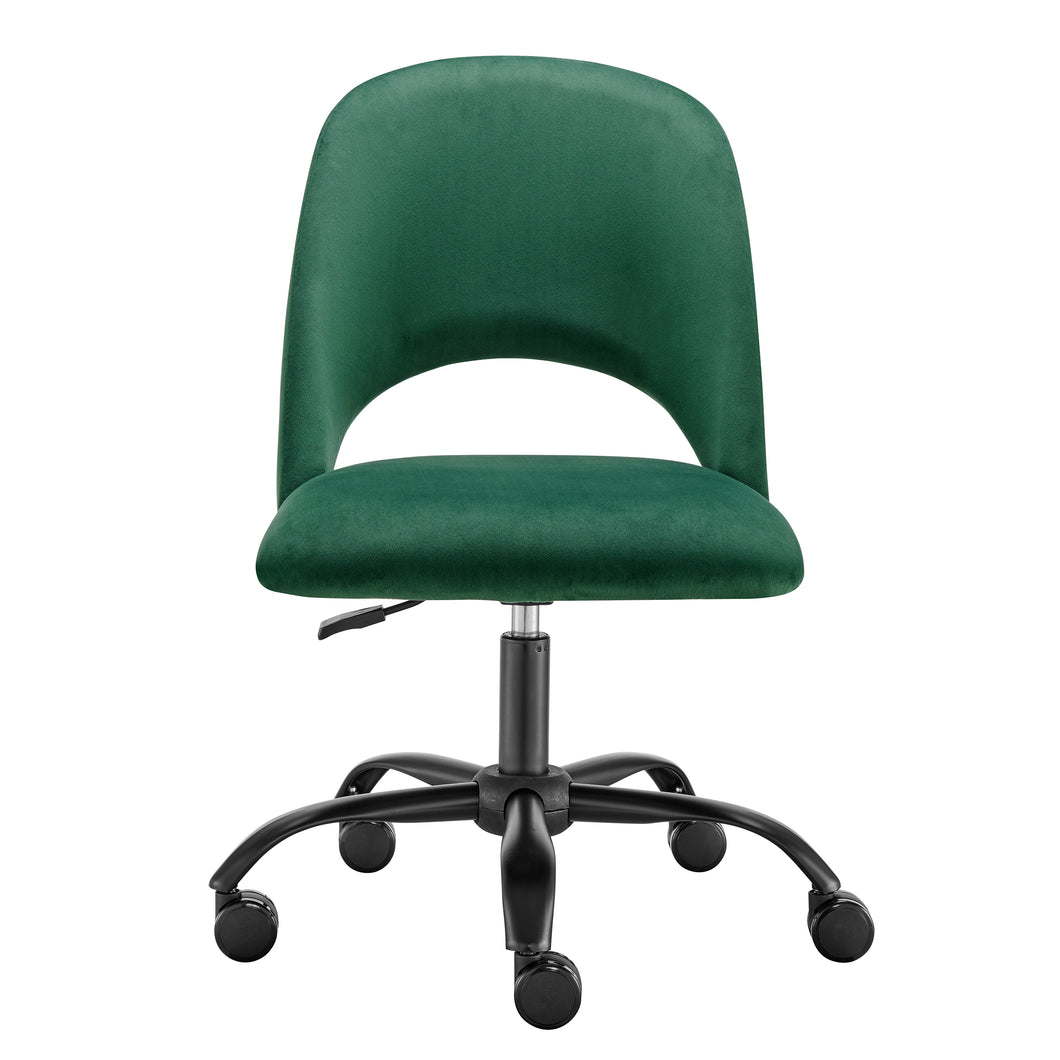 Green Velvet Height Adjustable Rolling Office Chair