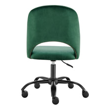Load image into Gallery viewer, Green Velvet Height Adjustable Rolling Office Chair
