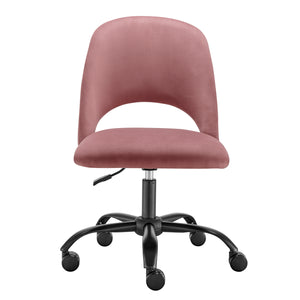 Rose Velvet Height Adjustable Rolling Office Chair