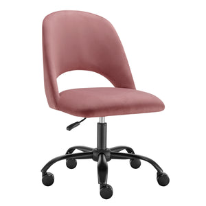 Rose Velvet Height Adjustable Rolling Office Chair