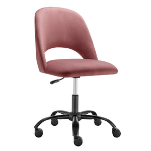 Rose Velvet Height Adjustable Rolling Office Chair