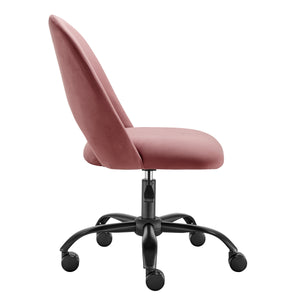 Rose Velvet Height Adjustable Rolling Office Chair
