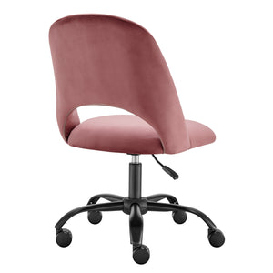 Rose Velvet Height Adjustable Rolling Office Chair