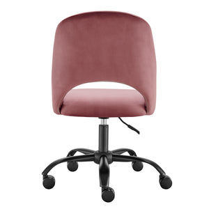 Rose Velvet Height Adjustable Rolling Office Chair