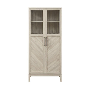 68" Chevron-Pattern Cabinet/Bookcase in Birch