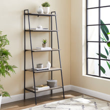 Load image into Gallery viewer, 72&quot; Ladder Bookcase in Steel/Rustic Oak
