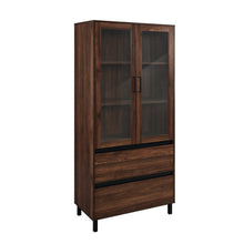 Load image into Gallery viewer, 68&quot; Dark Walnut Bookcase with Glass Doors
