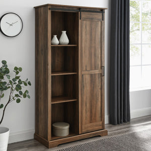 68" Single Barn Door Rustic Oak Bookcase