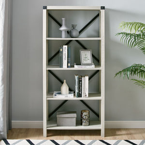 64" X-Framed Bookcase in Stone Gray