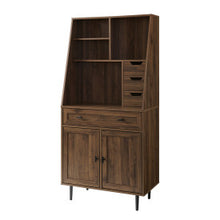 Load image into Gallery viewer, 64&quot; Dark Walnut Vertical Desk with Storage Hutch

