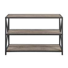 Load image into Gallery viewer, 40&quot; Gray Woodgrain Industrial Credenza with Open Design
