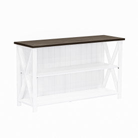 52" Solid Wood Farmhouse Credenza in White & Gray Woodgrain