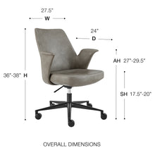 Load image into Gallery viewer, Gray Leather Flared Arm Office Chair
