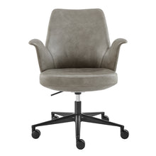 Load image into Gallery viewer, Gray Leather Flared Arm Office Chair

