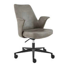Load image into Gallery viewer, Gray Leather Flared Arm Office Chair
