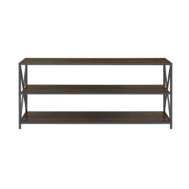 60" X-Frame Credenza in Steel & Dark Walnut