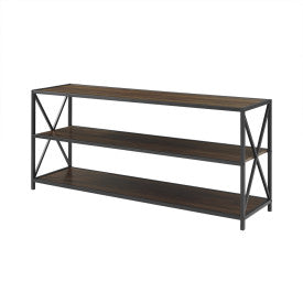 60" X-Frame Credenza in Steel & Dark Walnut