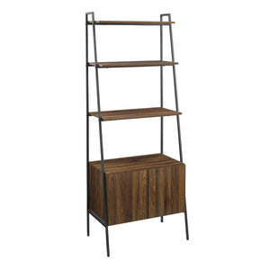 72" Ladder Bookcase with Storage Cabinet in Dark Walnut