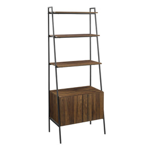 72" Ladder Bookcase with Storage Cabinet in Dark Walnut