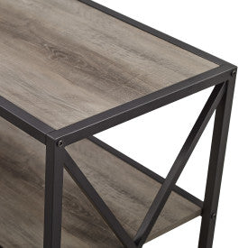 60" X-Frame Credenza in Steel & Gray Woodgrain