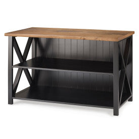 52" Solid Wood Farmhouse Credenza in Black & Rustic Oak