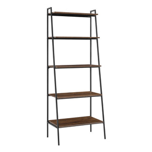 72" Ladder Bookcase in Steel/Dark Walnut