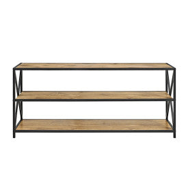 60" X-Frame Credenza in Steel & Barn Wood