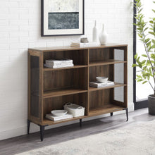Load image into Gallery viewer, 52&quot; Historially Inspired Bookcase/Credenza with Mesh Sides in Rustic Oak
