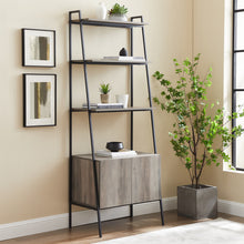 Load image into Gallery viewer, 72&quot; Ladder Bookcase with Storage Cabinet in Gray Woodgrain
