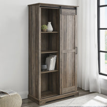 Load image into Gallery viewer, 68&quot; Single Barn Door Gray Woodgrain Bookcase
