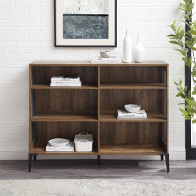 52" Historially Inspired Bookcase/Credenza with Mesh Sides in Rustic Oak
