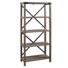 Load image into Gallery viewer, 64&quot; X-Framed Bookcase in Gray Woodgrain
