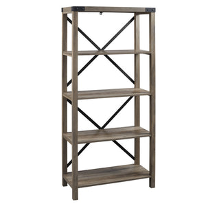 64" X-Framed Bookcase in Gray Woodgrain