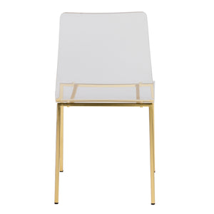 Set of Two Clear Acrylic and Brushed Gold Office Chairs