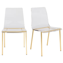Load image into Gallery viewer, Set of Two Clear Acrylic and Brushed Gold Office Chairs
