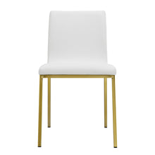 Load image into Gallery viewer, Set of Two White Leather Guest Chair with Brushed Gold Stainless Legs
