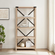 Load image into Gallery viewer, 64&quot; X-Framed Bookcase in White Oak
