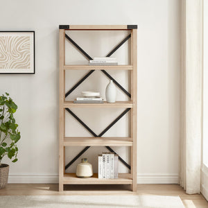 64" X-Framed Bookcase in White Oak