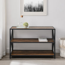 Load image into Gallery viewer, 40&quot; Rustic Oak Woodgrain Industrial Credenza with Open Design
