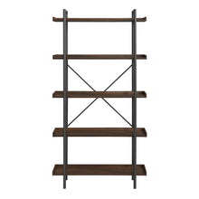 Load image into Gallery viewer, 68&quot; Industrial Bookcase in Dark Walnut/Steel
