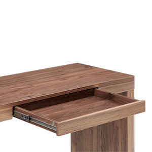 47" Sleek Walnut Workstation with Storage Drawer