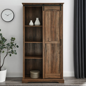 68" Single Barn Door Rustic Oak Bookcase